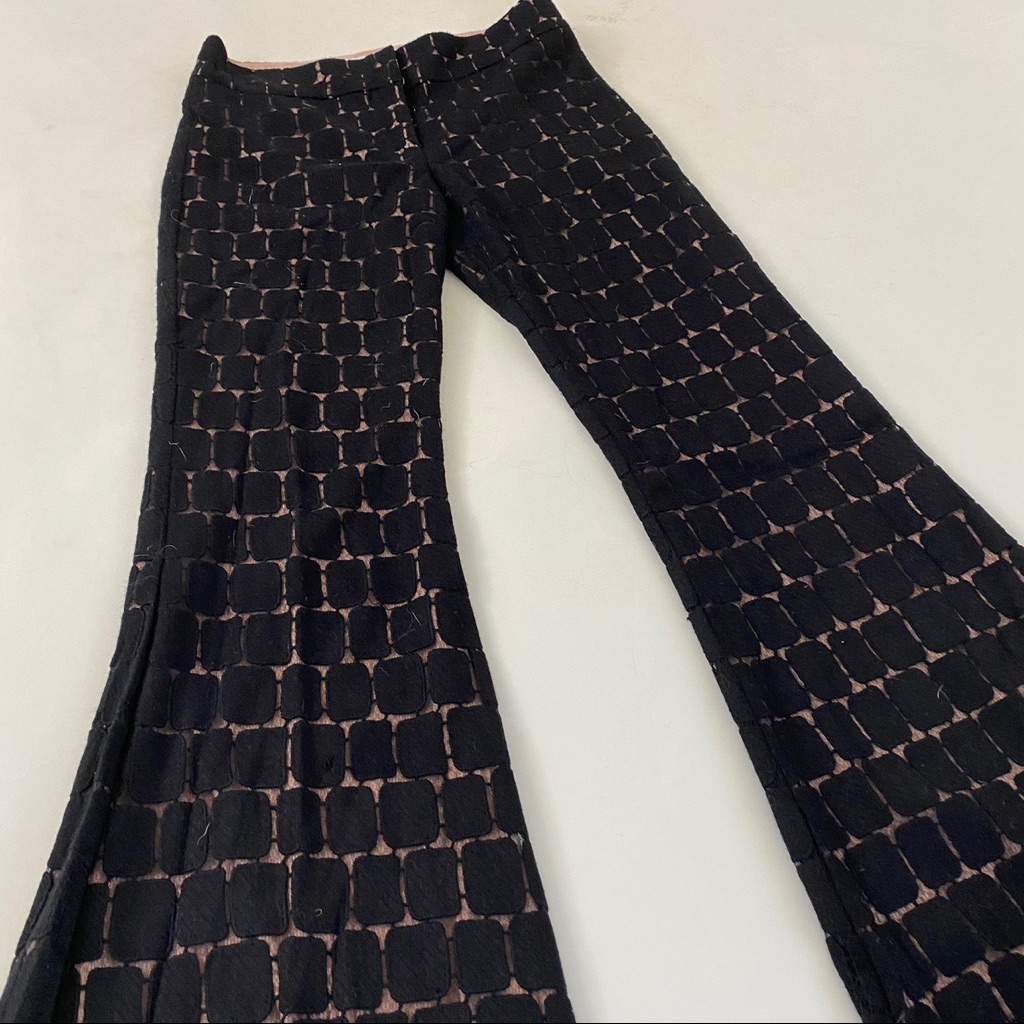 Retro Elephant Bell Bottoms In Black&Tan By Alexis
